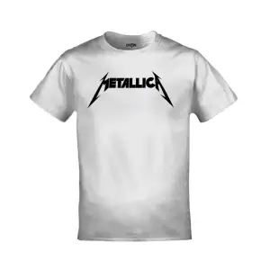 Unisex Beyaz Metallica Logo Baskılı