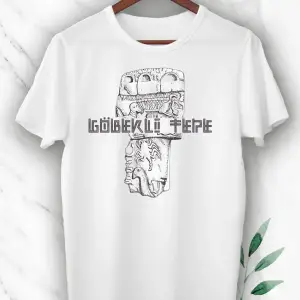 Unısex Beyaz Mitoloji Göbeklitepe Baskılı Tişört