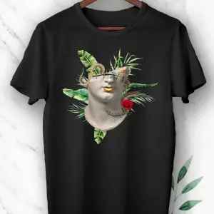 Unisex Beyaz Mitoloji Heykel Baskılı Tişört