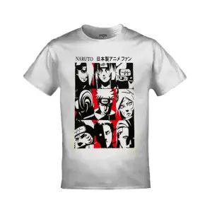 Unisex Beyaz Naruto Kare Baskılı