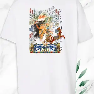 Unisex Beyaz Oversize Antik Mısır Egypt Baskılı Tişört