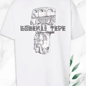 Unisex Beyaz Oversize Mitoloji Göbeklitepe Baskılı Tişört