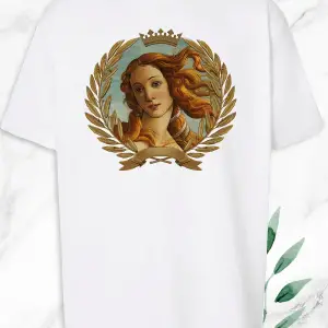 Unisex Beyaz Oversize Mitoloji Güzellik Tanrıçası Venüs Heykel Baskılı Tişört