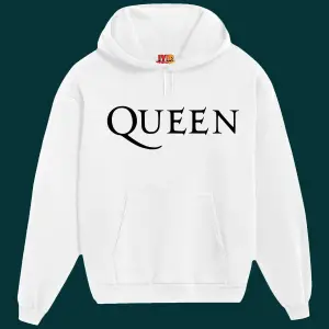 Unisex Beyaz Queen Baskılı Sweatshirt