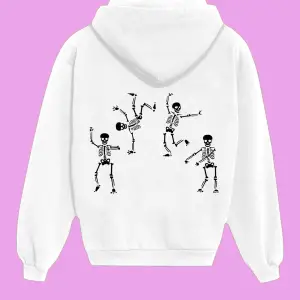 Unisex Beyaz Skull Sırt Baskılı Sweatshirt
