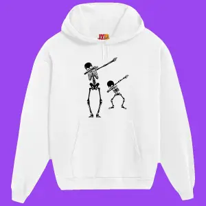 Unisex Beyaz Skull Sırt Baskılı Sweatshirt