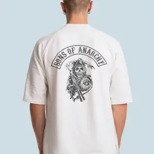 Unisex Beyaz Sons Of Anarchy Samcro Oversize Tişört