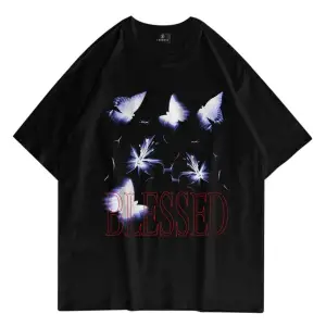 Unisex Blessed Siyah Tshirt