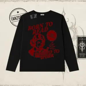 Unisex Born to Read Biskilet Yaka  Long Sleeve Beyaz