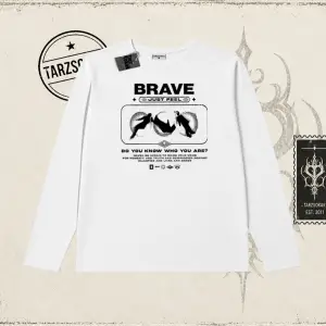 Unisex Brave Biskilet Yaka  Long Sleeve Beyaz