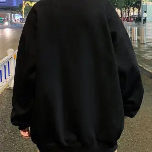 Unisex Bravely Baskılı Oversize Bisiklet Yaka Sweatshirt Siyah