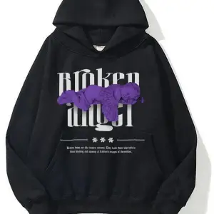 Unisex Broken Angel Sweatshirt Hoodie Siyah