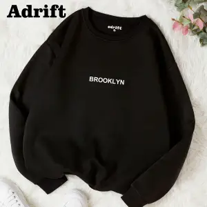 Unisex Brooklyn Baskılı Bisiklet Yaka Sweatshirt Beyaz