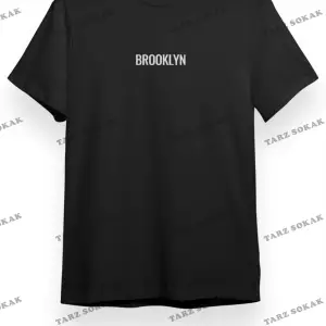 Unisex Brooklyn Siyah Oversize Bisiklet Yaka Baskılı