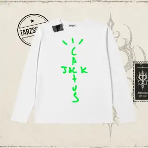 Unisex Cactus Jack Air Biskilet Yaka  Long Sleeve Beyaz