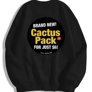 Unisex Cactus Pack Bisiklet Yaka Sweatshirt Siyah