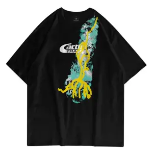 Unisex Cactus Trails Siyah Tshirt