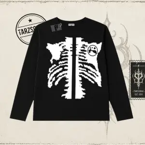 Unisex Cage Y2k Biskilet Yaka  Long Sleeve Beyaz