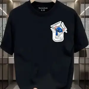 UNİSEX Canavar Minimalis Baskı T-shirt