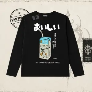 Unisex Cat Lemon Juice Biskilet Yaka  Long Sleeve Beyaz