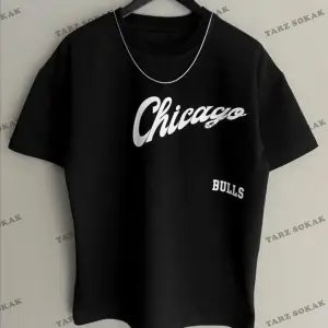 Unisex Chicago Özel Baskılı Oversize Penye T-shirt