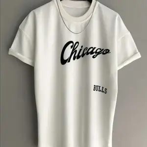 Unisex Chicago Özel Baskılı Oversize Penye T-shirt