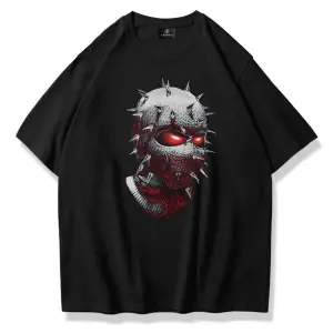 Unisex Çivili Maske Tshirt Siyah