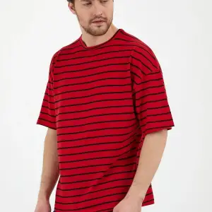 Unisex Çizgili Oversize Beyaz Siyah Tshirt Oversize