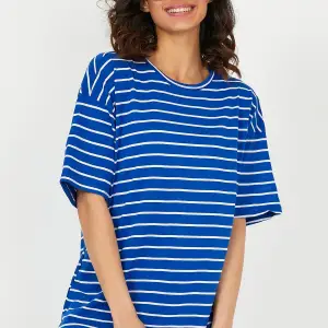 Unisex Çizgili Oversize Beyaz Siyah Tshirt Oversize