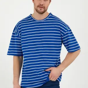 Unisex Çizgili Oversize Beyaz Siyah Tshirt Oversize