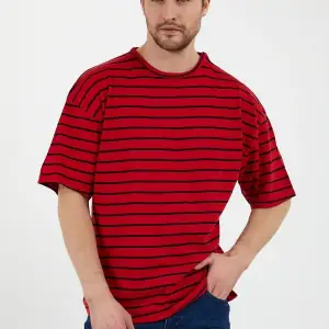 Unisex Çizgili Oversize Beyaz Siyah Tshirt Oversize