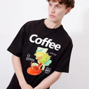 Unisex Coffee Siyah Tshirt