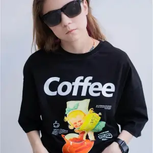 Unisex Coffee Siyah Tshirt