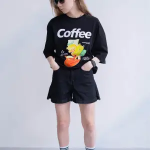 Unisex Coffee Siyah Tshirt