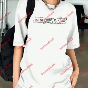 Unisex Cosmic Baskılı Tshirt Beyaz