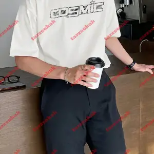 Unisex Cosmic Baskılı Tshirt Beyaz