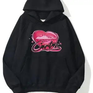 ünisex crt kalp baskılı oversize sweatshirt siyah