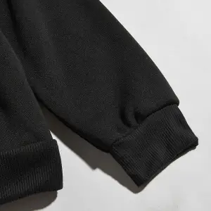 Unisex Deeper Baskılı Oversize Kapüşonlu Sweatshirt Siyah