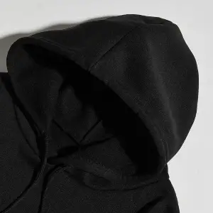 Unisex Deeper Baskılı Oversize Kapüşonlu Sweatshirt Siyah