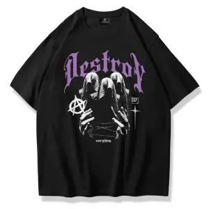 Unisex Destroy Tshirt Siyah
