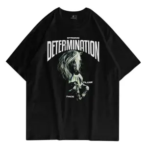 Unisex Determination Siyah Tshirt