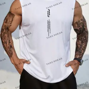 Unisex  DİK YAZI BASKILI KOLSUZ