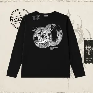 Unisex Discoball Biskilet Yaka  Long Sleeve Beyaz