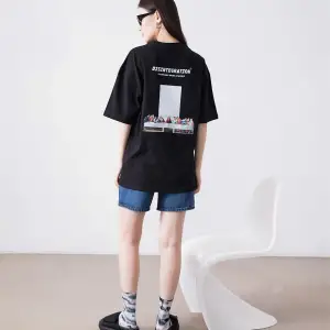 Unisex Disintegration Siyah Tshirt