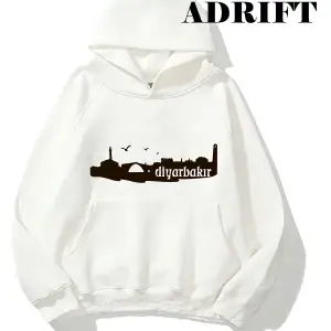 Unisex Diyarbakır Sweatshirt Hoodie Kapşonlu Beyaz
