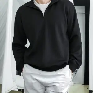 Unisex Düz Siyah 0 Yaka Kapşonsuz Baskısız Oversize Sweatshirt