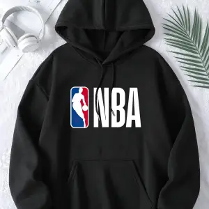 Unisex Erkek/Kadın BASKET Renkli Özel Baskılı Oversize Kapüşonlu Sweatshirt Siyah