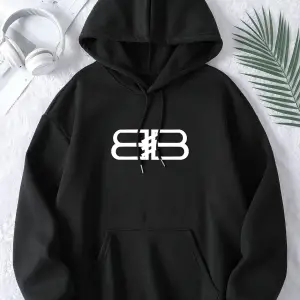Unisex Erkek/Kadın BB Renkli Özel Baskılı Oversize Kapüşonlu Sweatshirt Beyaz