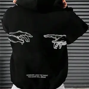 Unisex Erkek/Kadın BREAK Özel Renkli Baskılı Oversize Kapüşonlu Sweatshirt Siyah