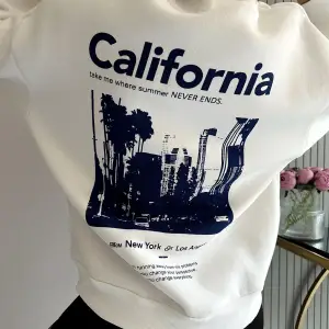 Unisex Erkek/Kadın Calıfornia Renkli Özel Baskılı Oversize Kapüşonlu Sweatshirt Beyaz